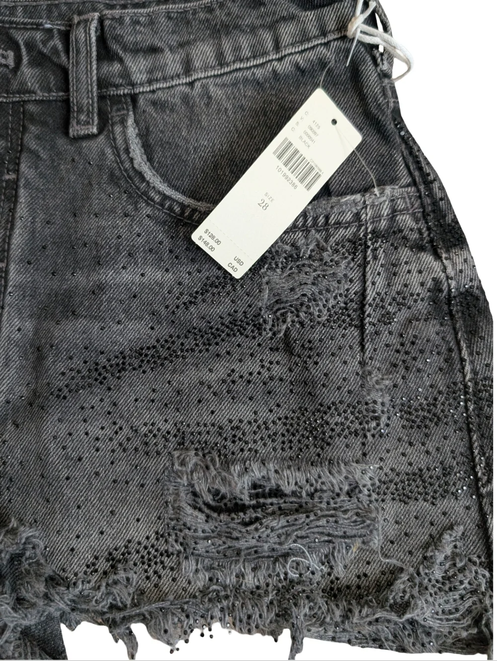 Pilcro Devon Rhinestone Distressed Denim Shorts Size 28 - Picture 7 of 13